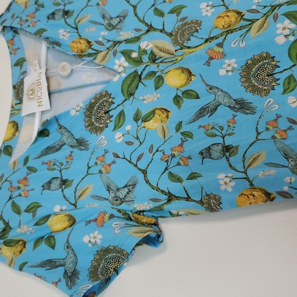 NicoBlu Flora Long Stretch Maxi Dress Size XS Turquoise Hummingbird Print NWOT - Picture 11 of 15
